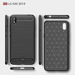 Wewoo Coque Souple Pour LG K20 ?2019 TPU TPU en fibre de carbone texture brossé bleu marine pas cher