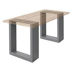 Acheter Ecd Germany 2x Pied de table industriel piètement meuble banc profil carré gris 30 x 43 cm