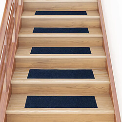 vidaXL Tapis d'escalier autocollants Rectangulaire 15 pcs 76x20cm Bleu