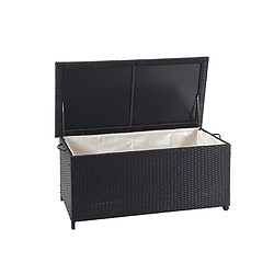 Decoshop26 Coffre de rangement pour jardin en polyrotin noir avec roulettes rangement coussins 51x100x50cm 170L 04_0001367