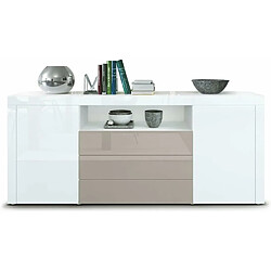 Mpc Buffet Laqué Blanc Et Gris Sable 72 X 167 X 35 Cm