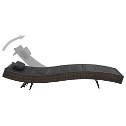 Maison Chic Chaise longue Jardin| Bain de soleil Relax | Transat Résine tressée et textilène Marron -GKD89486