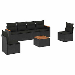 Maison Chic Salon de jardin 7 pcs avec coussins | Ensemble de Table et chaises | Mobilier d'Extérieur noir résine tressée -GKD90152