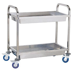 Helloshop26 Chariot de service cuisine professionnel inox 2 bacs max 320 kg 3614114