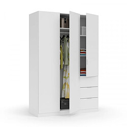 Dansmamaison Armoire 3 portes + 3 tiroirs Blanc - WAO