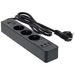 Barrette d'alimentation InLine® 3 ports avec USB QC, 3x type F allemand avec interrupteur et sécurité enfants noir 1,5 m