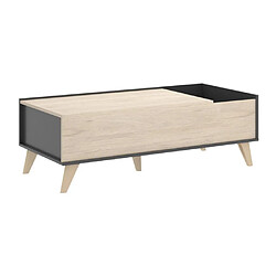 Avis Vente-Unique Table basse relevable KOLYMA - 1 niche - Coloris : Chêne & Anthracite