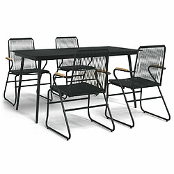 Maison Chic Mobilier à dîner 5 pcs de jardin - Ensemble table et chaises d'extérieur - Salon/Mobilier de jardin classique Noir Rotin PVC -MN35272