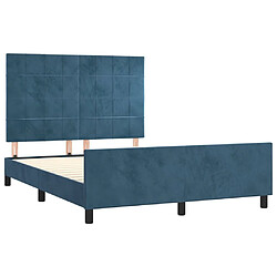 Acheter Maison Chic Cadre/structure de lit avec tête de lit pour adulte - Lit Moderne Chambre Bleu foncé 140x190 cm Velours -MN17520