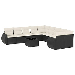 Maison Chic Salon de jardin 11 pcs avec coussins | Ensemble de Table et chaises | Mobilier d'Extérieur noir résine tressée -GKD66036