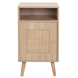 Mendler Table de nuit HWC-M39, table de chevet table basse, compartiments de rangement, Kubu rotin bois mélaminé, aspect chêne 71x40x41cm pas cher