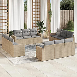 Maison Chic Salon de jardin avec coussins 12 pcs | Ensemble de Table et chaises | Mobilier d'Extérieur beige résine tressée -GKD68252