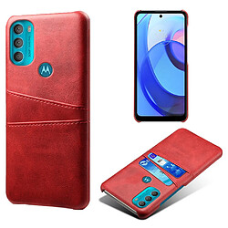 Coque en TPU + PU KSQ anti-empreintes digitales avec porte-cartes rouge pour votre Motorola Moto G71 5G