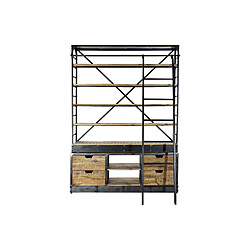 Pegane Etagère en bois recyclé et métal coloris naturel / noir - Longueur 164 x profondeur 47 x hauteur 226 cm