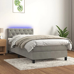 vidaXL Sommier à lattes de lit avec matelas et LED Gris clair 80x200cm