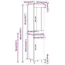 vidaXL Buffet haut Blanc 34,5x34x180 cm Bois d'ingénierie pas cher