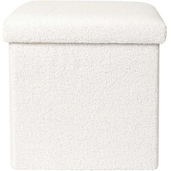 Avis The Home Deco Factory Pouf coffre pliable en bouclette blanc.