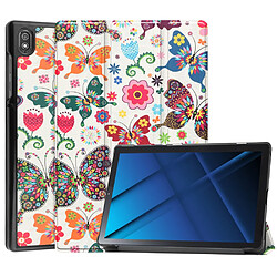 Etui en PU fonction veille/réveil automatique avec support papillons pour votre Lenovo Tab 6