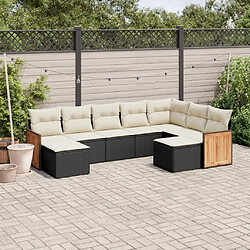 Maison Chic Ensemble Tables et chaises d'extérieur 9 pcs avec coussins,Salon de jardin noir résine tressée -GKD996956