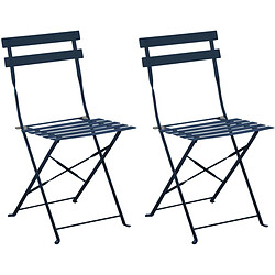 ALIZÉ Chaises pliantes en acier Cuba (Lot de 2) bleu.