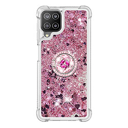 Coque en TPU Antichoc aux sables mouvants à motifs avec béquille en forme d'anneau Coeurs en or rose pour votre Samsung Galaxy A22 4G (EU Version)