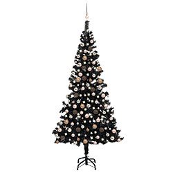 vidaXL Arbre de Noël artificiel pré-éclairé et boules noir 240 cm PVC