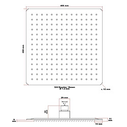 Avis Helloshop26 Pommeau de douche carré pomme jet de pluie tête douche 40 x 40 cm acier inoxydable 16_0000627
