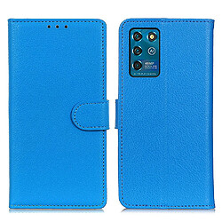 Etui en PU texture litchi avec support, bleu pour votre ZTE Blade V30 Vita