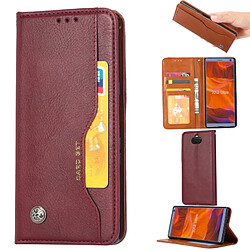 Wewoo Housse Coque Étui en cuir Flip à texture pour la peau horizontale Sony Xperia 10avec cadre photo et supportlogements cartes et porte-monnaie Vin rouge