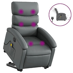 Maison Chic Fauteuil Relax pour salon, Fauteuil inclinable de massage électrique gris similicuir -GKD99802