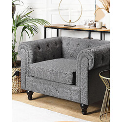 Beliani Fauteuil CHESTERFIELD Tissu Gris