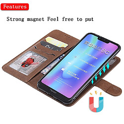 Wewoo Housse Coque Pour Huawei Honor 8C Étui de protection à rabat horizontal de couleur unie avec support et fentes cartes et portefeuille et cadre photo et lanière marron pas cher