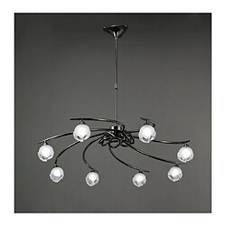 Luminaire Center Suspension Fragma télescopique 8 Ampoules G9, chrome noir