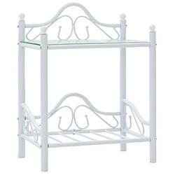 Maison Chic Lot de 2 Tables de chevet - Tables de Nuit Acier et verre trempé 45x30,5x60 cm Blanc