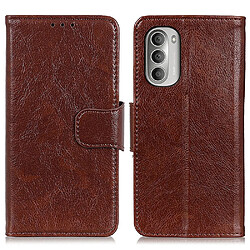 Etui en PU texture nappa avec support marron pour votre Motorola Moto G Stylus (2022)