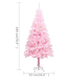 vidaXL Arbre de Noël artificiel pré-éclairé et boules rose 180 cm PVC pas cher