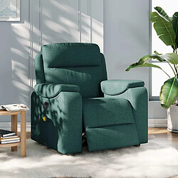 vidaXL Fauteuil de massage inclinable électrique Vert foncé Tissu