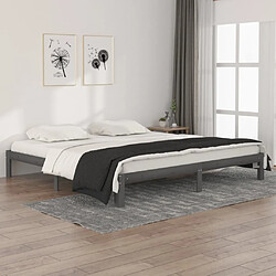 vidaXL Cadre de lit sans matelas bois massif de pin gris 200x200 cm