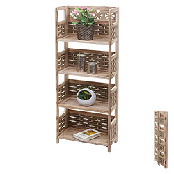 Decoshop26 Etagère sur pied pliable 4 niveaux de rangement hauteur 110 cm polyrotin et MDF tresse marron 04_0006784