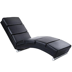 Helloshop26 Chaise longue transat fauteuil de relaxation en synthétique noir 1701003 