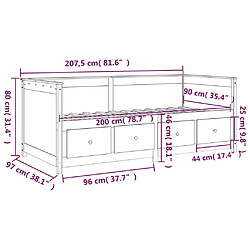 vidaXL Lit de jour sans matelas 90x200 cm bois de pin massif pas cher