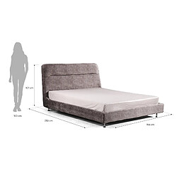 Acheter Lit Double 150x200 cm Tromso Pärumm avec Tête de Lit Capitonnée Gris Pieds en Métal