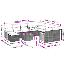 vidaXL Salon de jardin 11 pcs avec coussins noir résine tressée pas cher