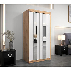 Abiks Meble Armoire Pole à portes coulissantes 200/100/62 2 portes (artisan/blanc)