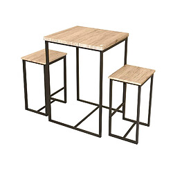 Urban Living Table haute avec 2 tabourets industrielle Dock - Noir