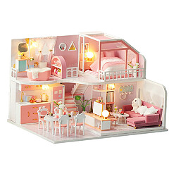 Kit Miniature De Maison De Poupée En Bois Bricolage Avec Meubles Et Lumière Pour Enfants Style Cadeau 3