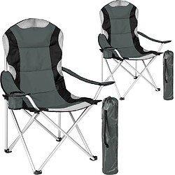 Helloshop26 Lot de 2 chaises pliantes camping jardin avec rembourrage gris 2208273