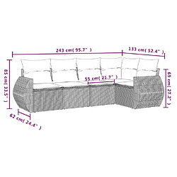 Avis Maison Chic Salon de jardin 5 pcs avec coussins | Ensemble de Table et chaises | Mobilier d'Extérieur gris résine tressée -GKD30103