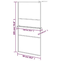 vidaXL Paroi de douche avec étagère Noir 100x195cm Verre ESG&Aluminium pas cher