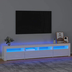 Maison Chic Meubles TV avec lumières LED - Banc TV pour salon Blanc brillant 210x35x40 cm -MN29637